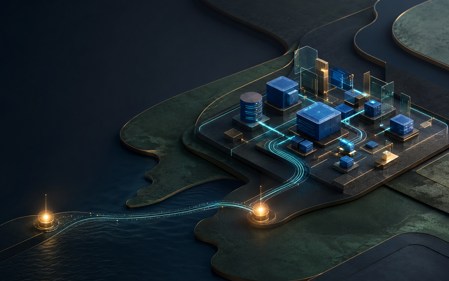 Ilustración tecnológica que conecta la atención de Belgrave Sistemas en Montevideo y Colonia